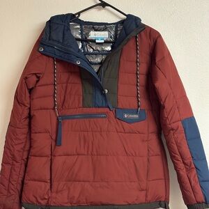 Columbia Red and Blue Puffer Jacket for Warmth and Style